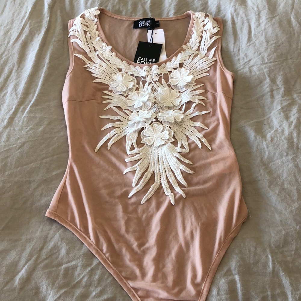 LF mesh light pink body suit